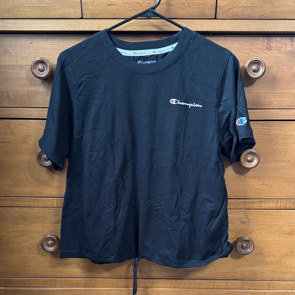 Champion Black Short Sleeve Cropped Tee